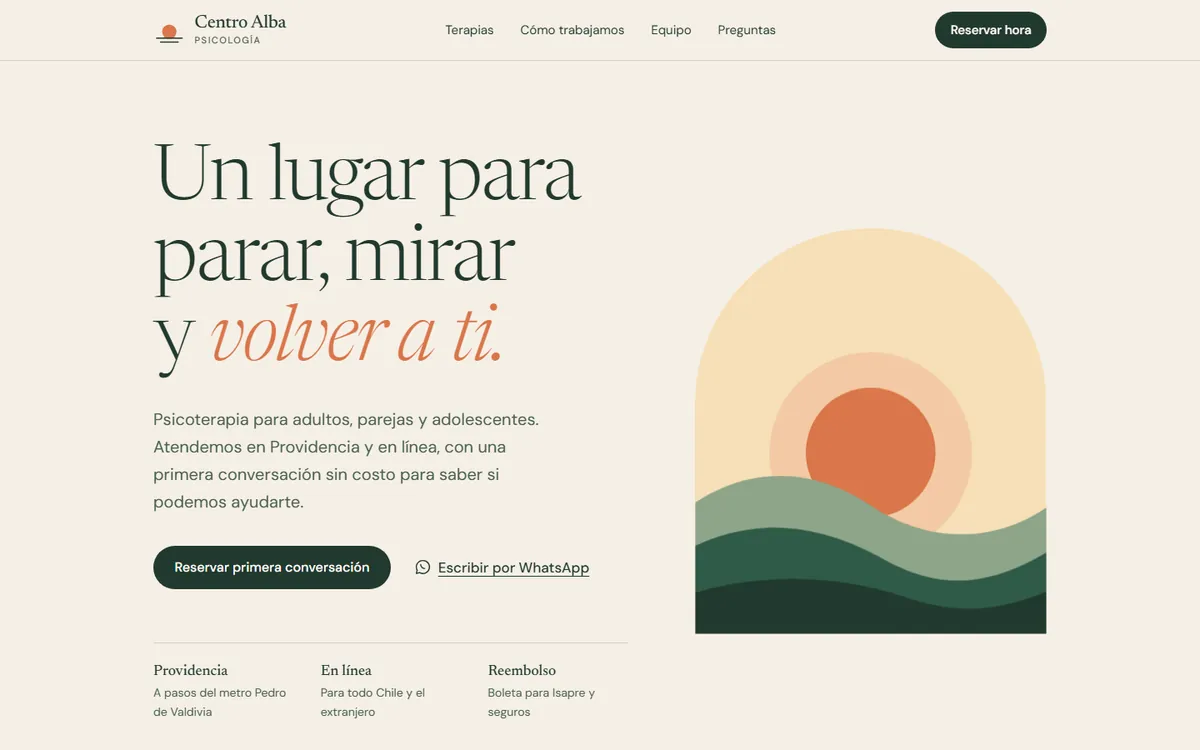 Portada de la web de ejemplo Centro Alba