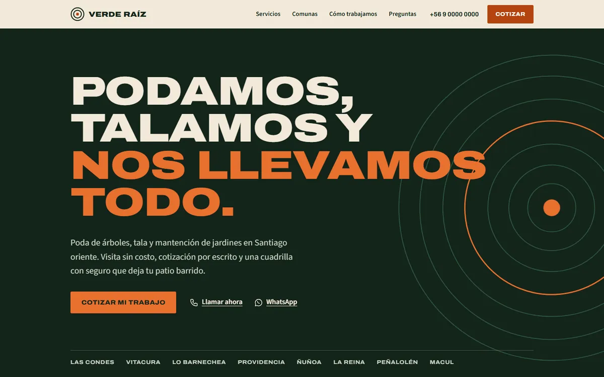 Portada de la web de ejemplo Verde Raíz