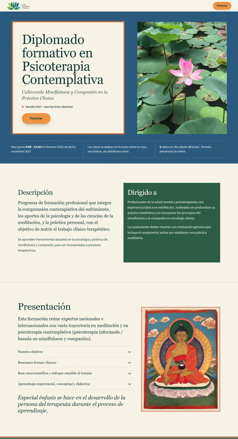 Portada de la web de Diplomado Mindfulness