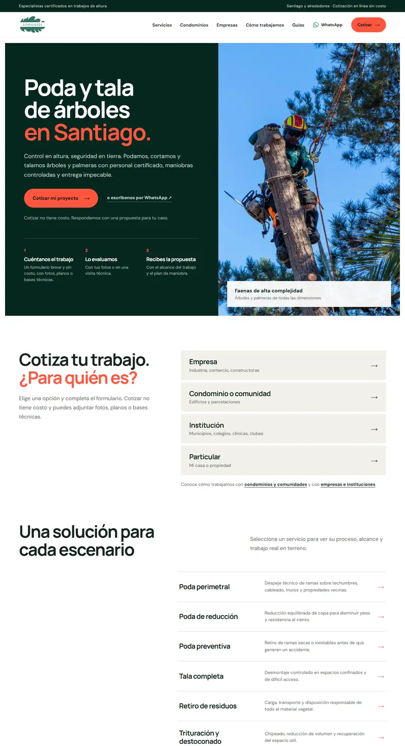 Portada de la web de Sierra Verde
